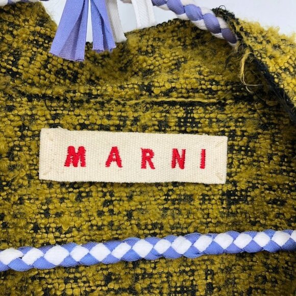 MARNI Mustard &  Black Textured Boucle Mohair wool Blend trench Coat size 40 - Picture 5 of 14